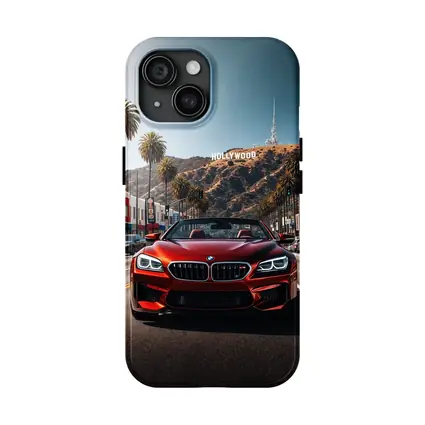 Red BMW M6 Hollywood Sign Los Angeles