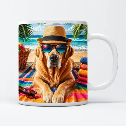 Golden Retriever Beach Day Sunglasses Hat