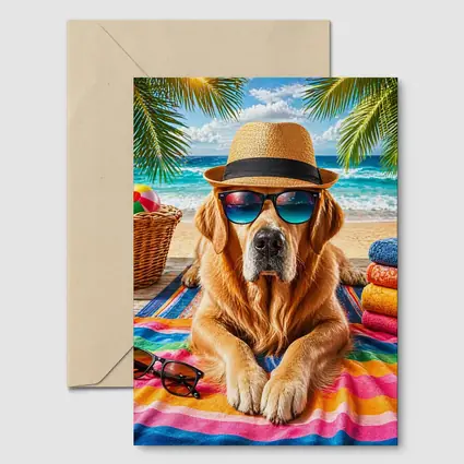 Golden Retriever Beach Day Sunglasses Hat