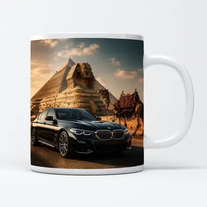 Black BMW Five Series Egypt Sphinx Background