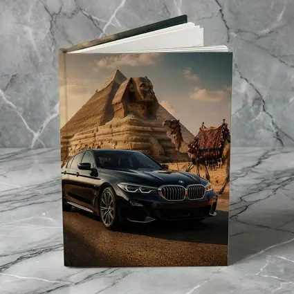 Black BMW Five Series Egypt Sphinx Background