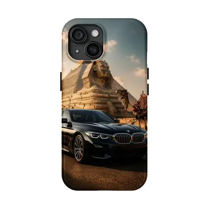 Black BMW Five Series Egypt Sphinx Background