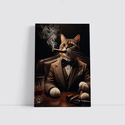 Boss Cat Smoking Cigar in Suit