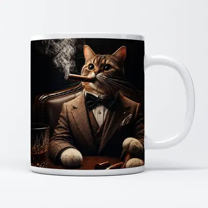 Boss Cat Smoking Cigar in Suit