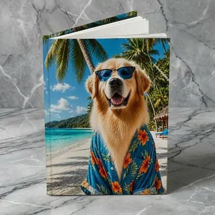 Golden Retriever Hawaiian Shirt Tropical Beach