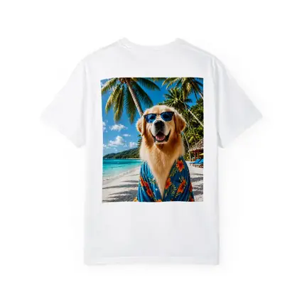 Golden Retriever Hawaiian Shirt Tropical Beach