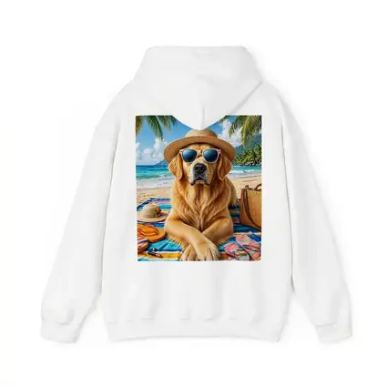 Golden Retriever Relaxing on Sunny Beach