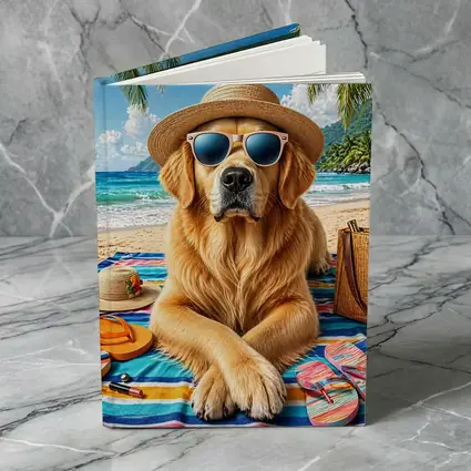 Golden Retriever Relaxing on Sunny Beach