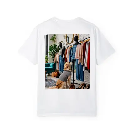 Golden Retriever Dog in Fashion Boutique