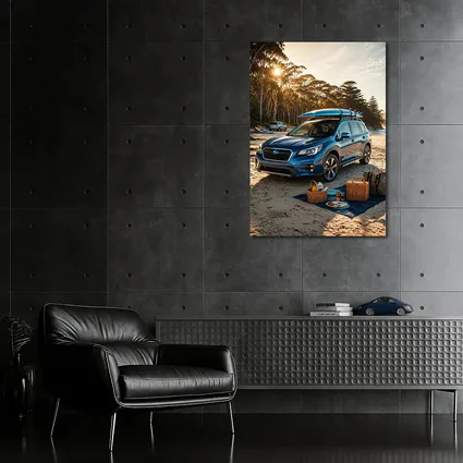 Subaru Ascent Blue SUV Beach Picnic Scene