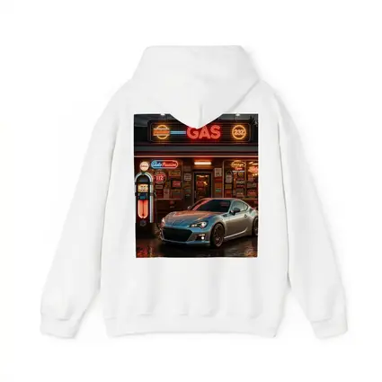 Subaru BRZ Retro Neon Gas Station Night