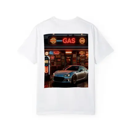 Subaru BRZ Retro Neon Gas Station Night