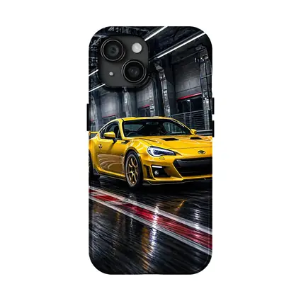 Toyota GT86 Yellow Racing on Wet Track