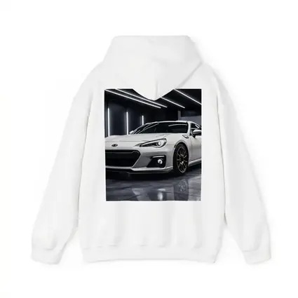 Subaru BRZ White Sports Car Garage Setting