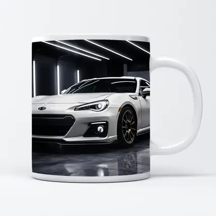 Subaru BRZ White Sports Car Garage Setting
