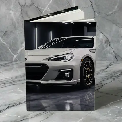 Subaru BRZ White Sports Car Garage Setting