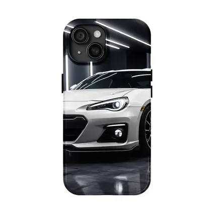 Subaru BRZ White Sports Car Garage Setting