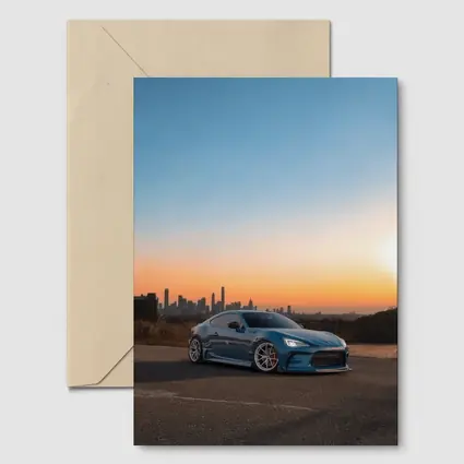 Subaru BRZ Blue Stance City Sunset