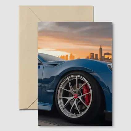 Subaru BRZ Blue City Sunset Skyline
