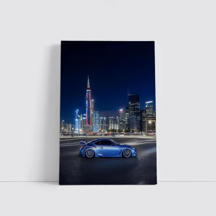 Subaru BRZ Blue Coupe Night City Skyline