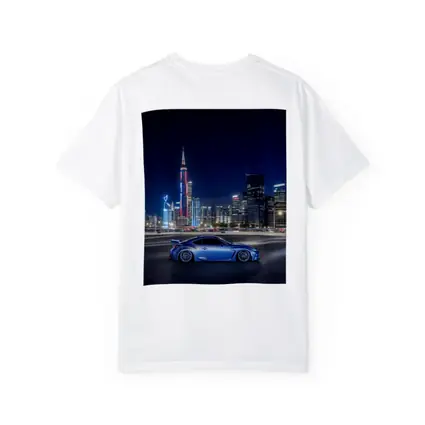 Subaru BRZ Blue Coupe Night City Skyline
