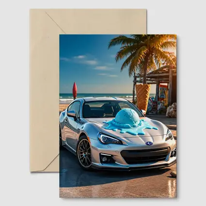 Subaru BRZ Silver Car Beach Ice Cream