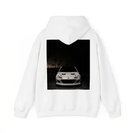Subaru BRZ White Front Night Palm Trees