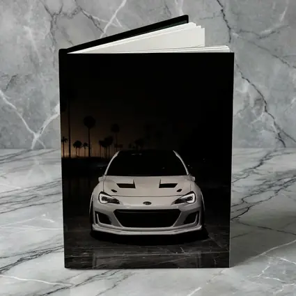 Subaru BRZ White Front Night Palm Trees