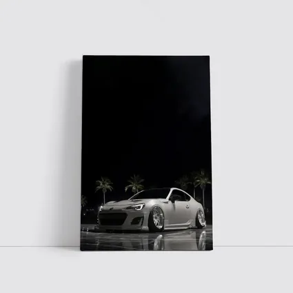 Subaru BRZ Slammed White Night Palm Trees