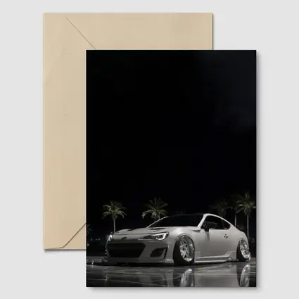 Subaru BRZ Slammed White Night Palm Trees
