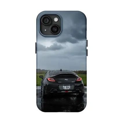 Subaru BRZ Black Wet Road Stormy Sky