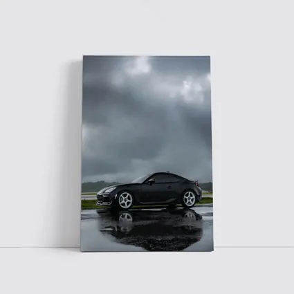 Subaru BRZ Black Wet Tarmac Stormy Sky