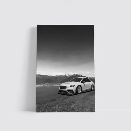 Subaru WRX Slammed Black White Mountains