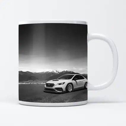 Subaru WRX Slammed Black White Mountains
