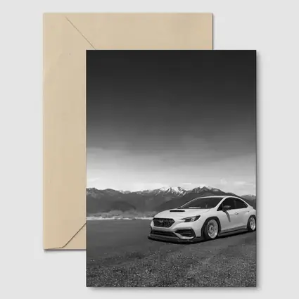 Subaru WRX Slammed Black White Mountains