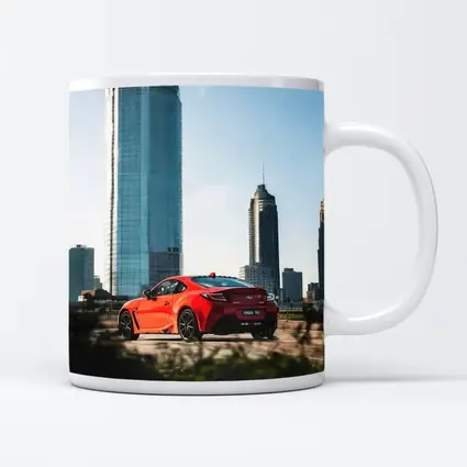Subaru BRZ Red Sports Car City Skyline