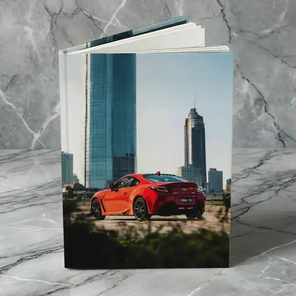Subaru BRZ Red Sports Car City Skyline