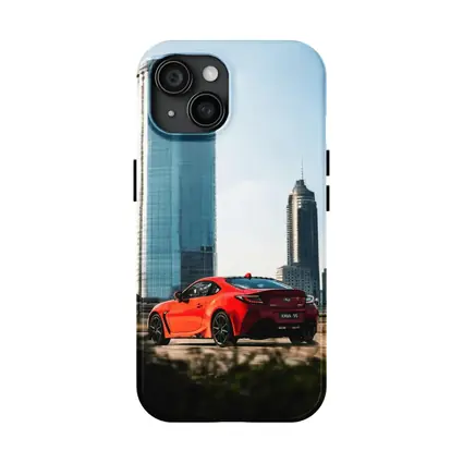 Subaru BRZ Red Sports Car City Skyline