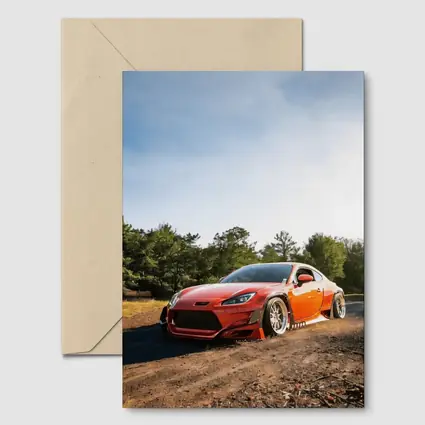 Red Subaru BRZ Wide Body Dirt Road
