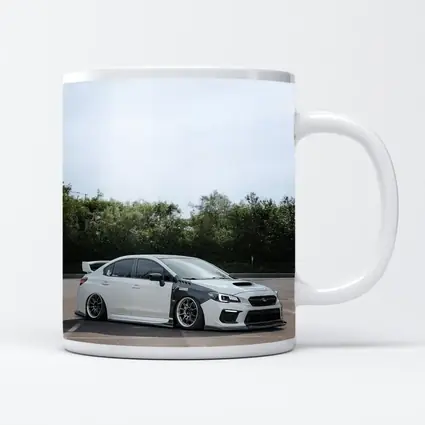 Subaru WRX STI Slammed White Parking Lot