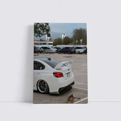Subaru WRX White Stance Parking Lot Night