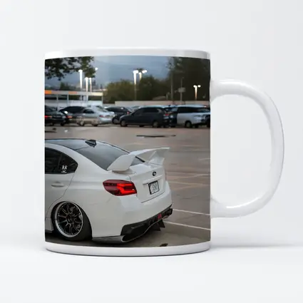 Subaru WRX White Stance Parking Lot Night