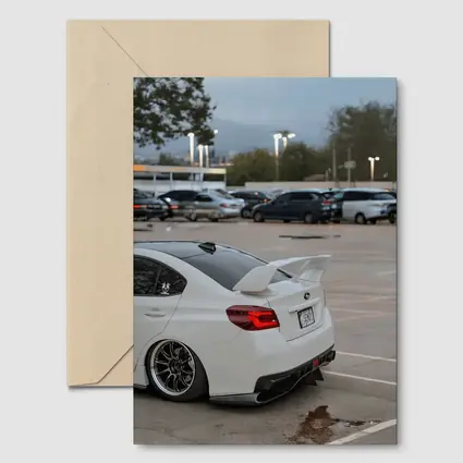 Subaru WRX White Stance Parking Lot Night