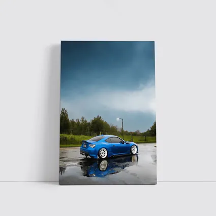 Subaru BRZ Blue Wet Rainy Street
