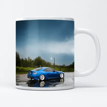 Subaru BRZ Blue Wet Rainy Street