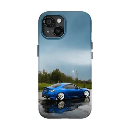 Subaru BRZ Blue Wet Rainy Street