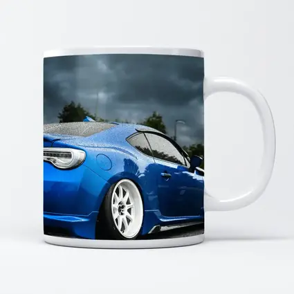 Subaru BRZ Blue Stance Rainy Overcast Sky