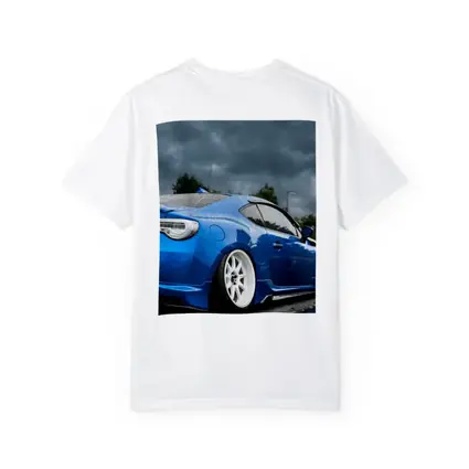 Subaru BRZ Blue Stance Rainy Overcast Sky