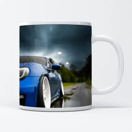 Subaru BRZ Blue Wet Road Stormy Sky