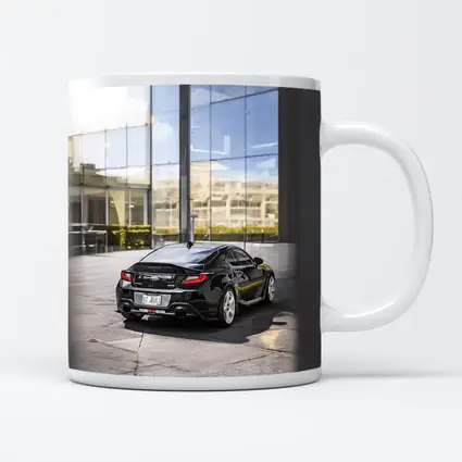 Subaru BRZ Black Coupe Glass Building